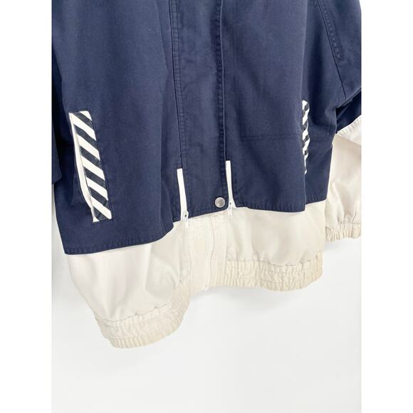 Mulberry Street Vintage 80's Nautical Striped Front Zip Hooded Jacket Size M - Picture 3 of 11